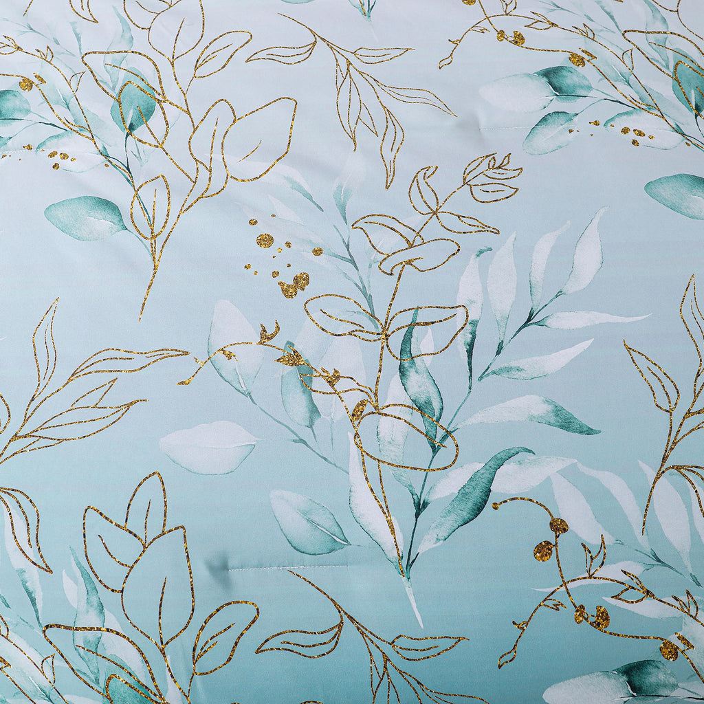 Soft Floral Leaf Comforter Set, Quilted Cozy Bedding with Pillowcases