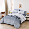 Floral Stripes Comforter Set, Warm 3-Piece Bedding with Pillowcases