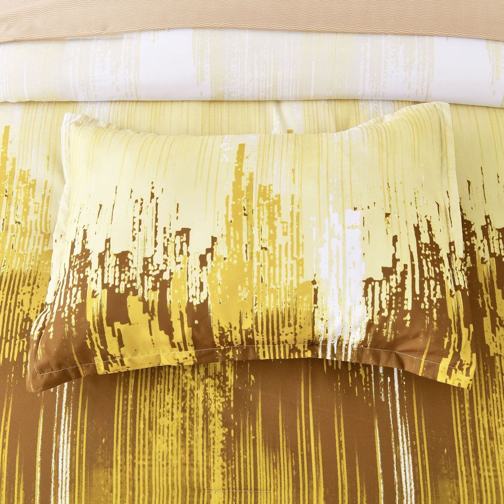 Floral Stripes Comforter Set, Cozy 3-Piece Bedding with Pillowcases