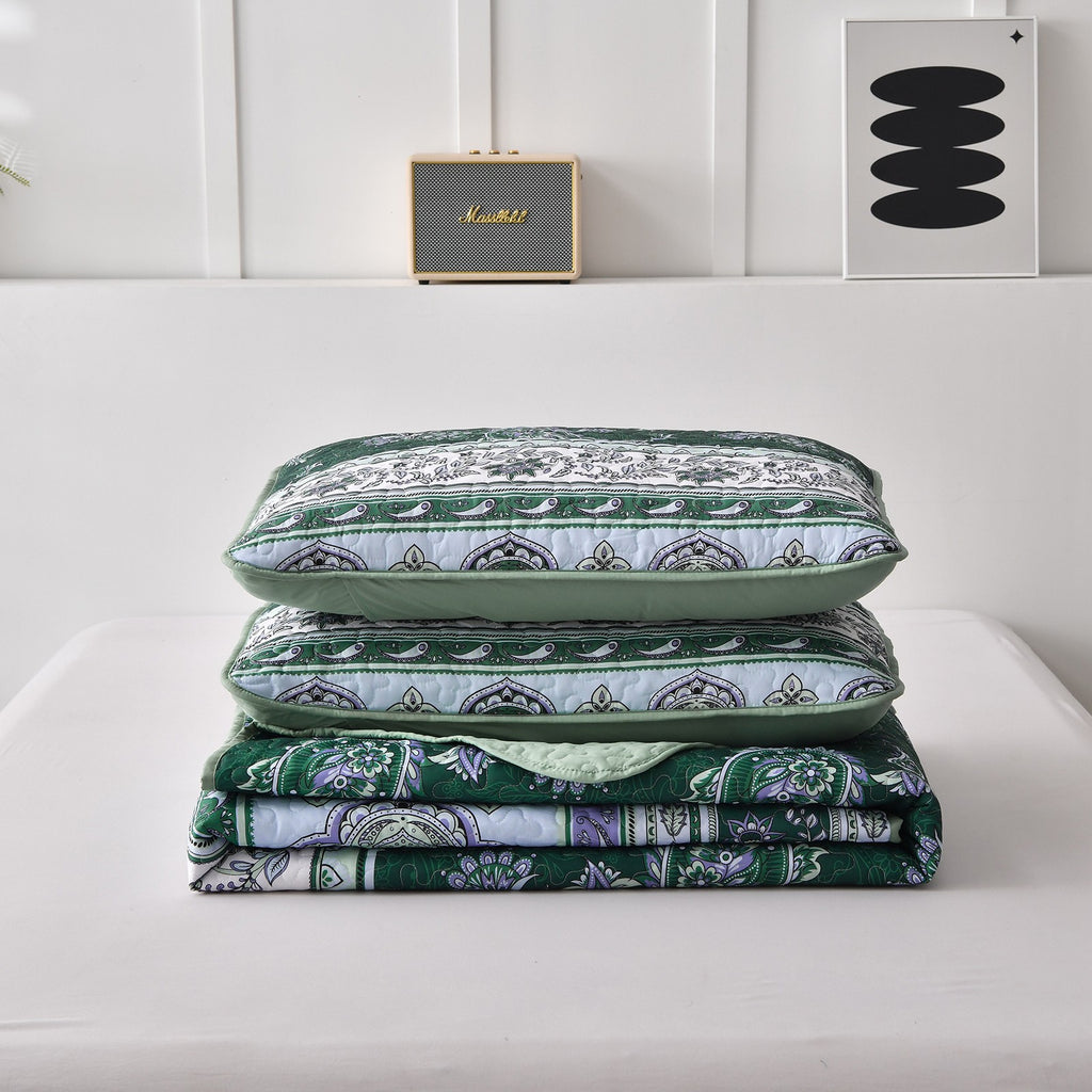Breezy Tropical green Cozy 3 Pc Bedspread & Pillow Cover Set