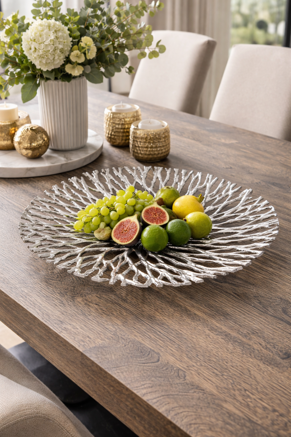 Silver Round Metal Accent Tray for Home Styling