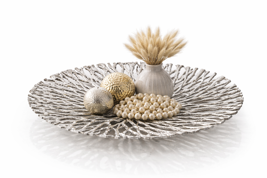 Silver Round Metal Accent Tray for Home Styling