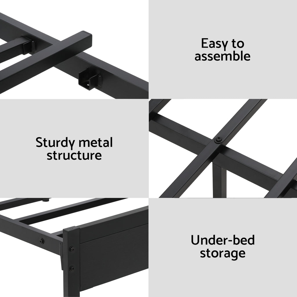 Artiss Bed Frame Double Size LED Metal Bed Base with Charging Station