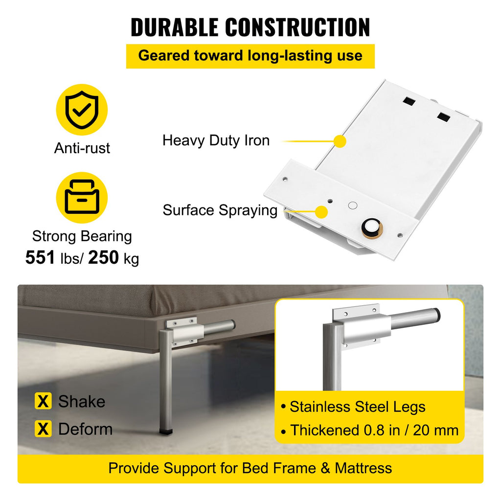 DIY Murphy Bed Springs Mechanism Hardware Kit Horizontal for Twin Size Bed