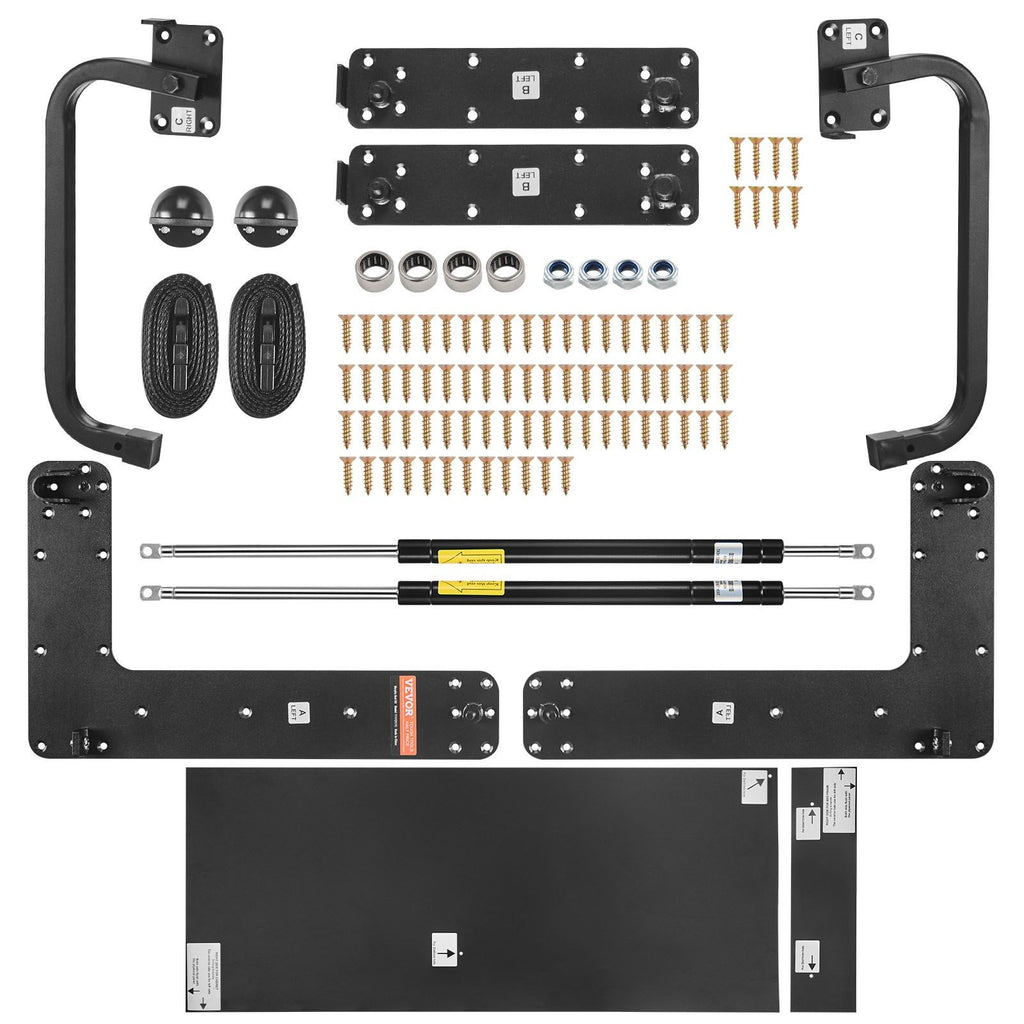 Murphy Bed Kit, Queen Size, Deluxe DIY Wall Bed Mechanical Hardware Kit, Pneumatic Lever Heavy Duty Bed Frame Support, Folding Cabinet Wall Bed Space Saving Design for Guestroom, Easy to Build