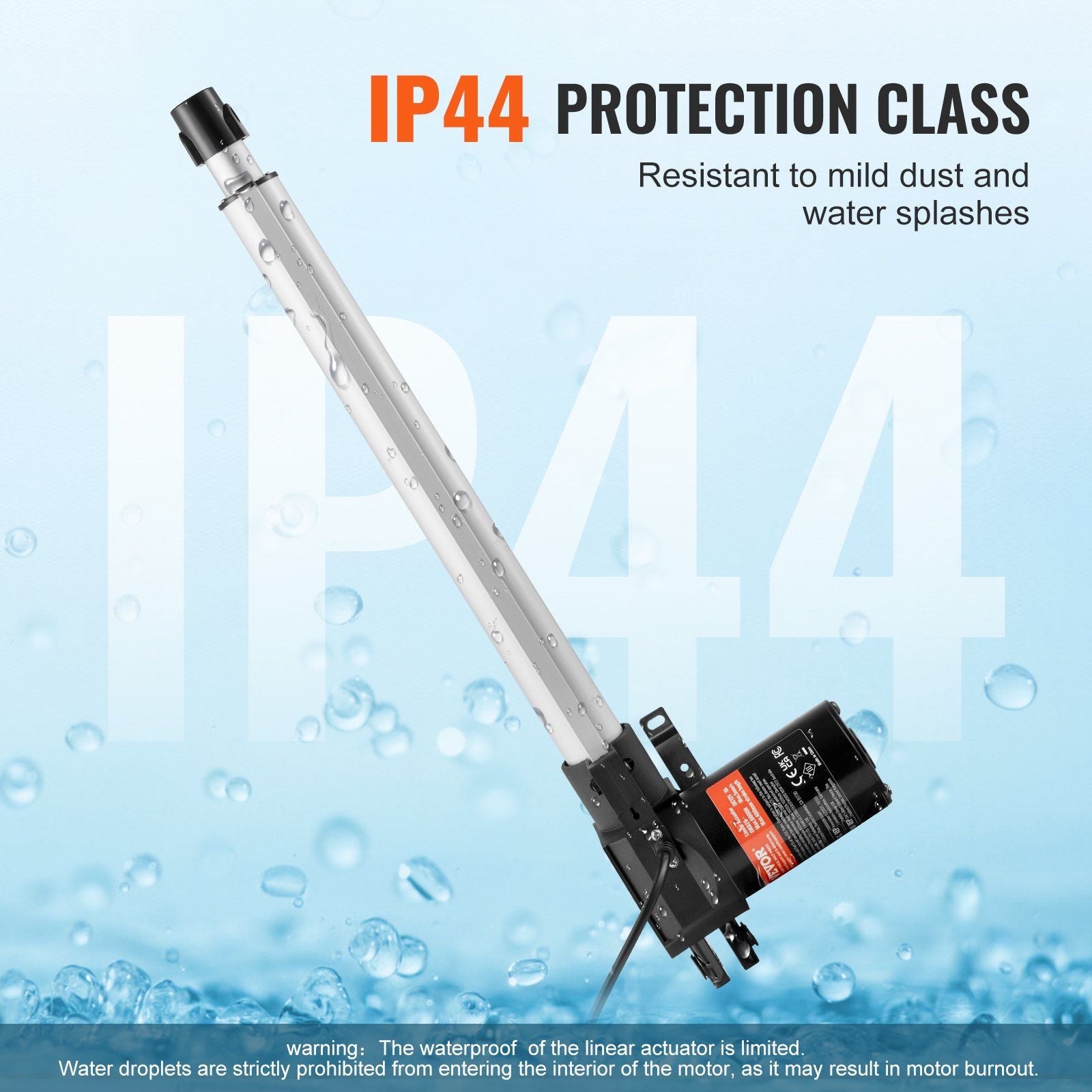 Linear Actuator 12V, 14 Inch Heavy Duty 1320lbs/6000N Linear Actuator, 0.19"/s Linear Motion Actuator with Mounting Bracket & IP44 Protection for Electric Door Industrial Machinery Vessels Cargo