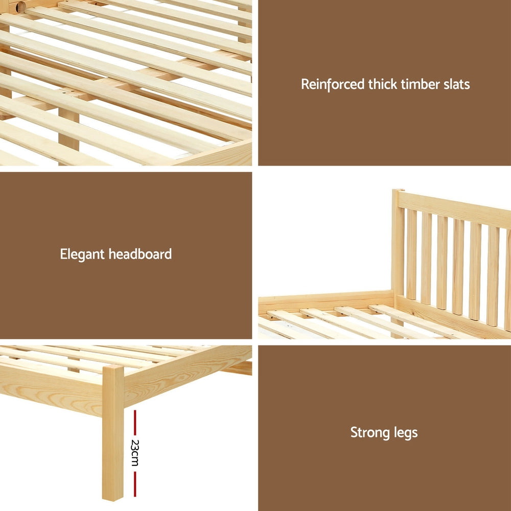 Artiss Bed Frame Single Size Wooden Oak SOFIE