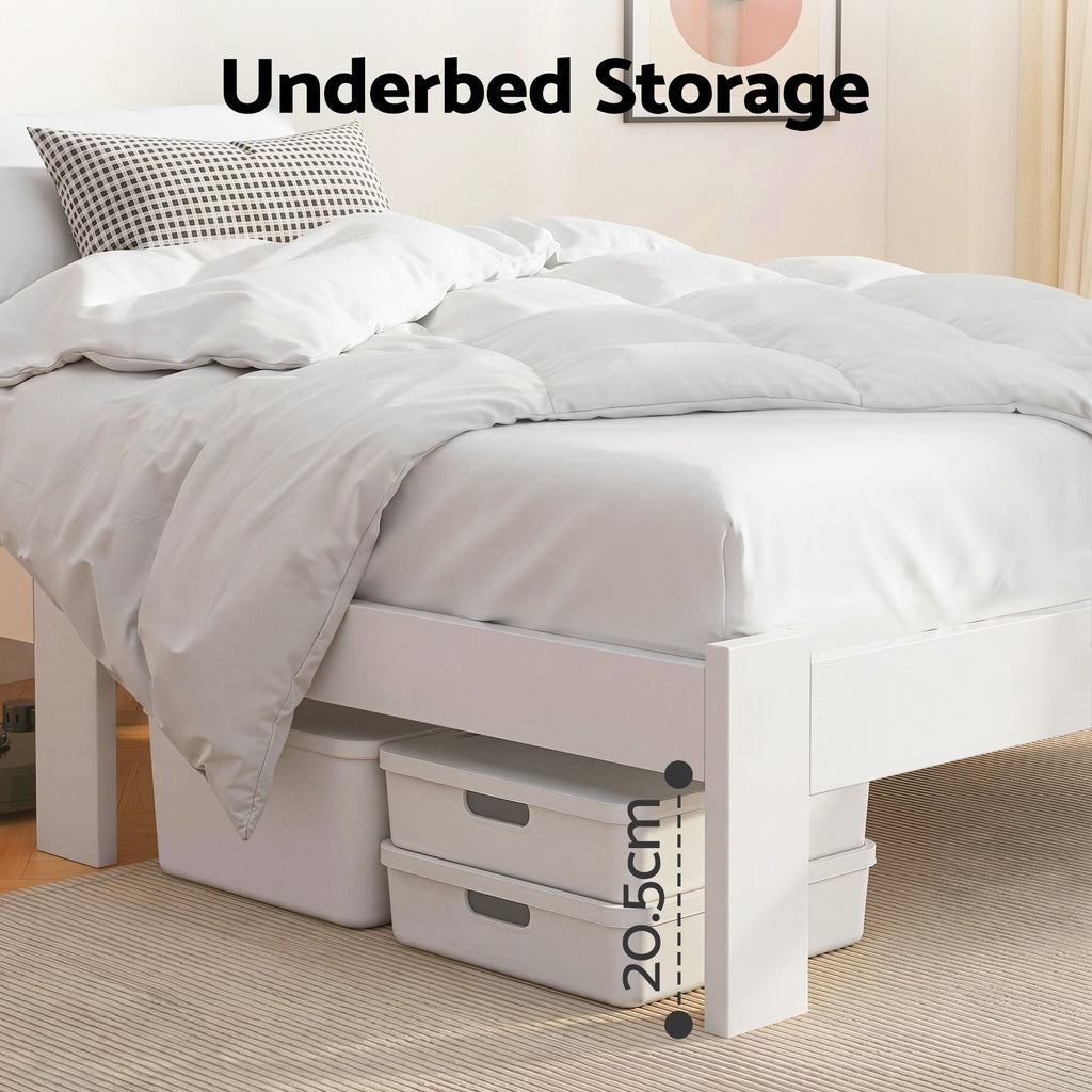 Artiss Bed Frame Single Size Wooden White JADE