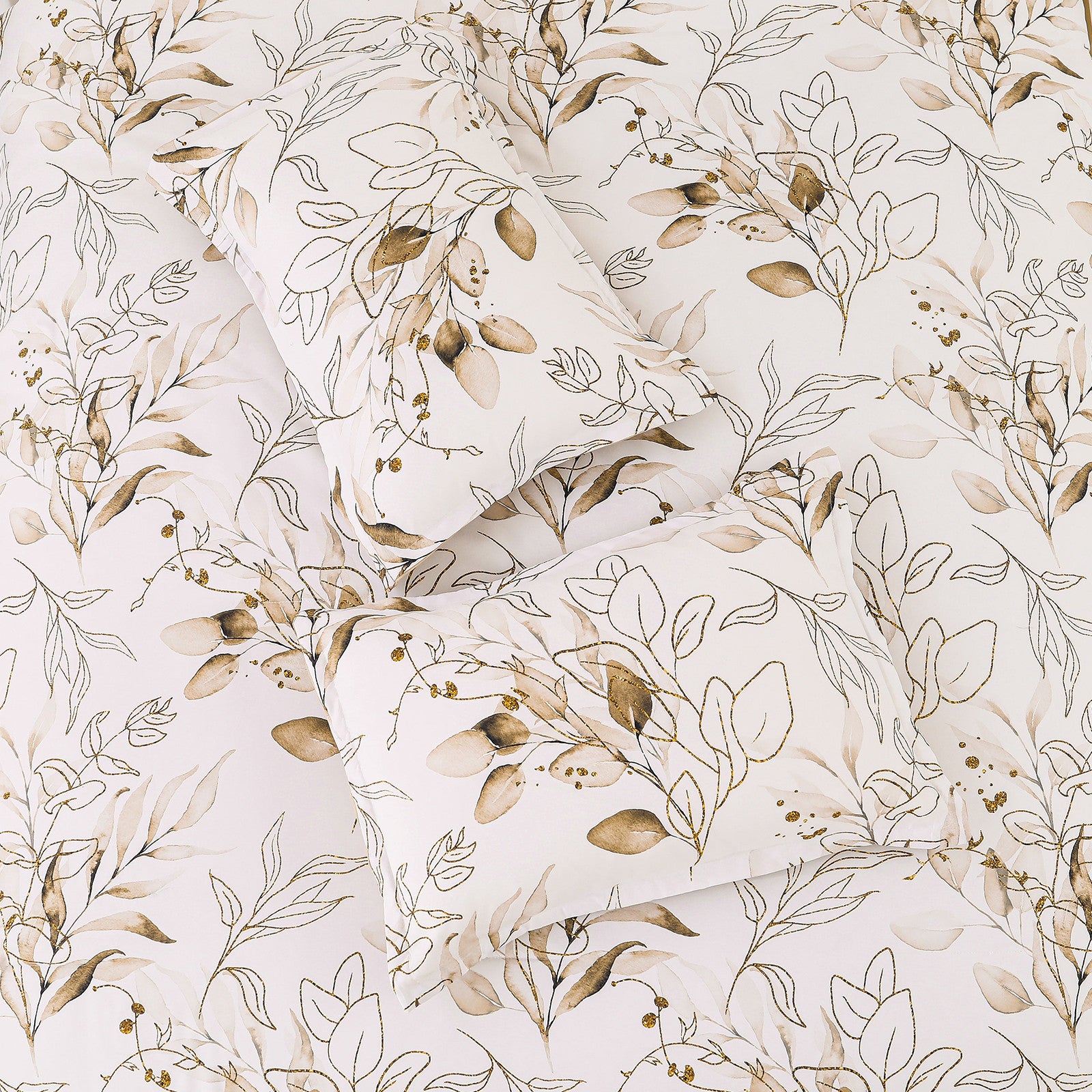 Soft Floral Leaf Comforter Set, Plush Quilted Bedding with Pillowcases