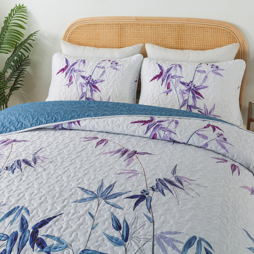 Ornate Vintage Lace purple blue3 Pc Bedspread & Pillow Cover Set