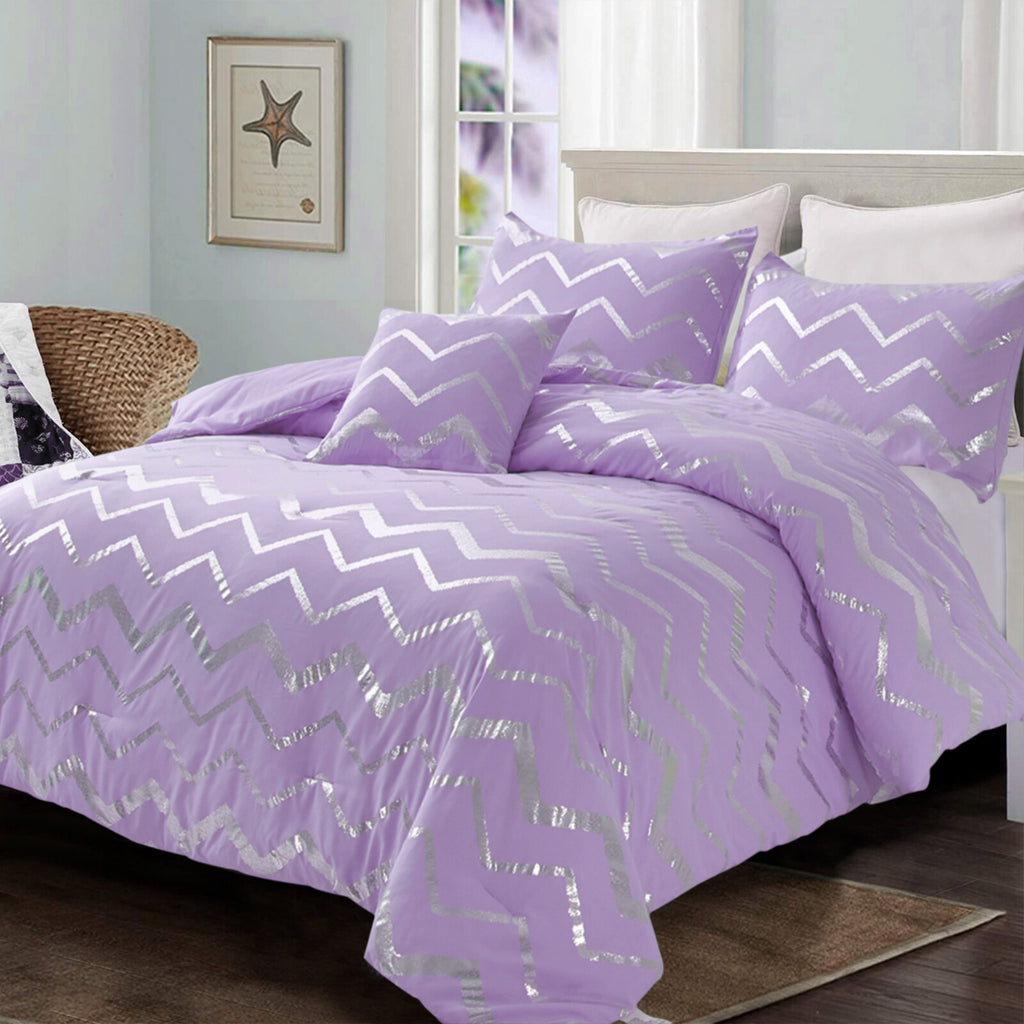 Soft Purple Comforter Set, Plush 3-Piece Bedding with Pillowcases
