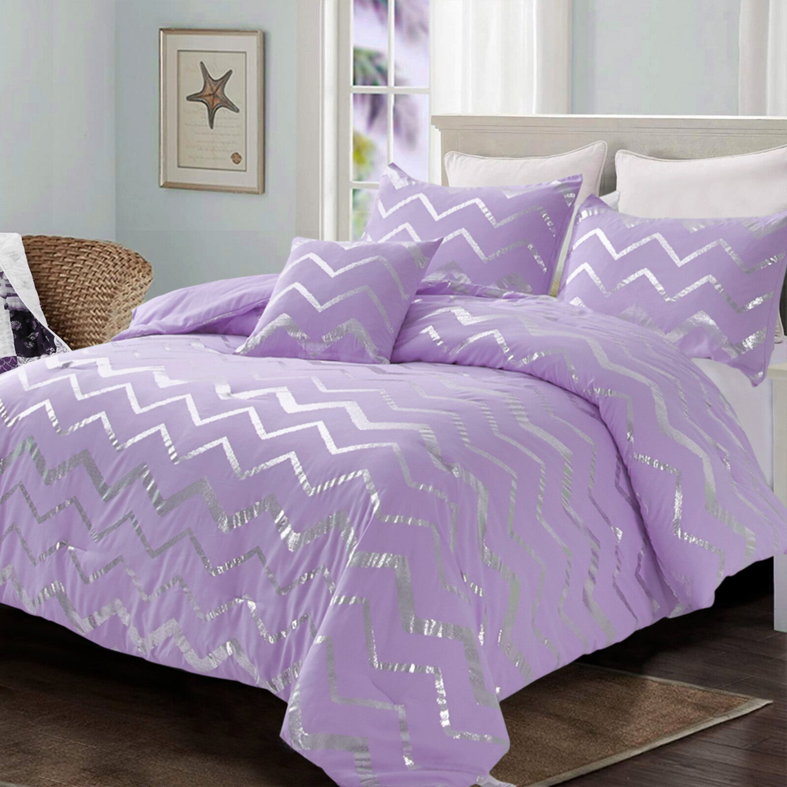 Soft Purple Comforter Set, Plush 3-Piece Bedding with Pillowcases