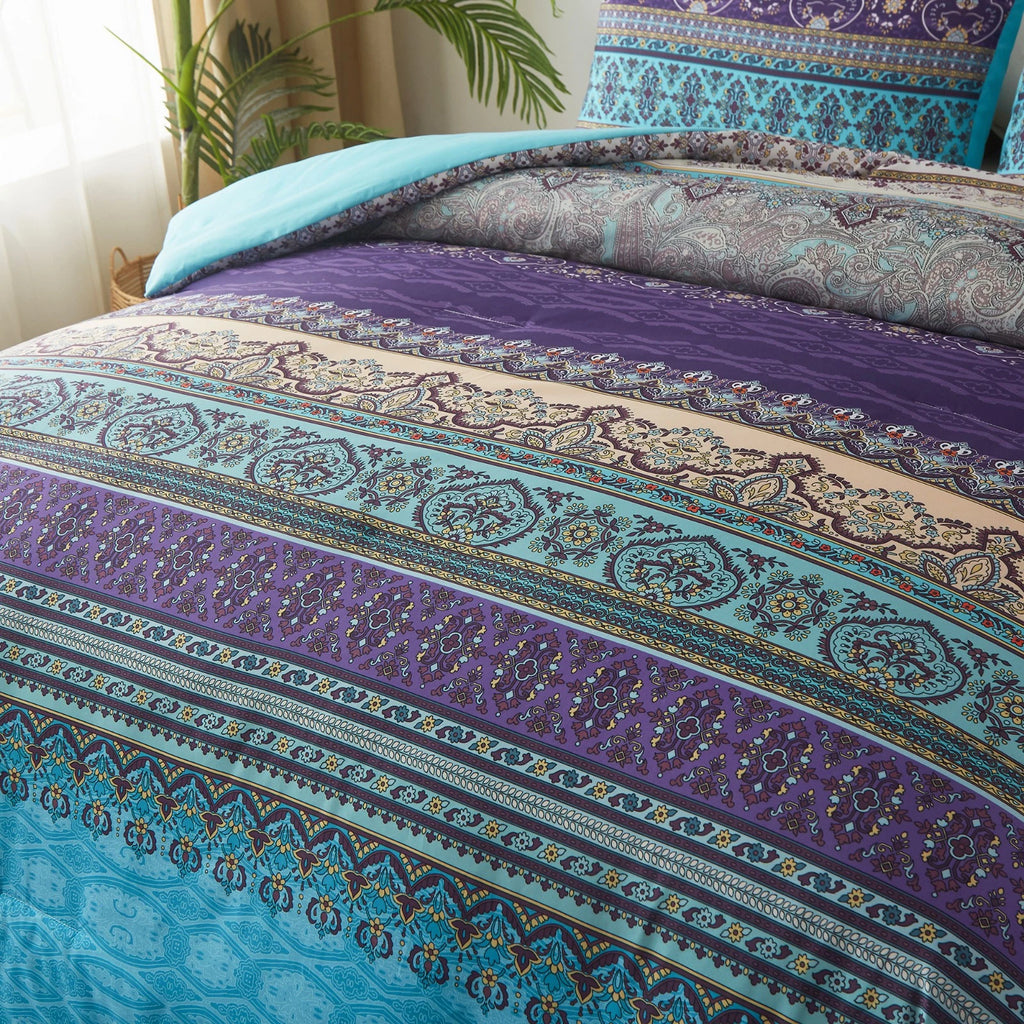 Boho Glow Teal Bedding - 3-Piece Comforter Set for Relaxed Spaces