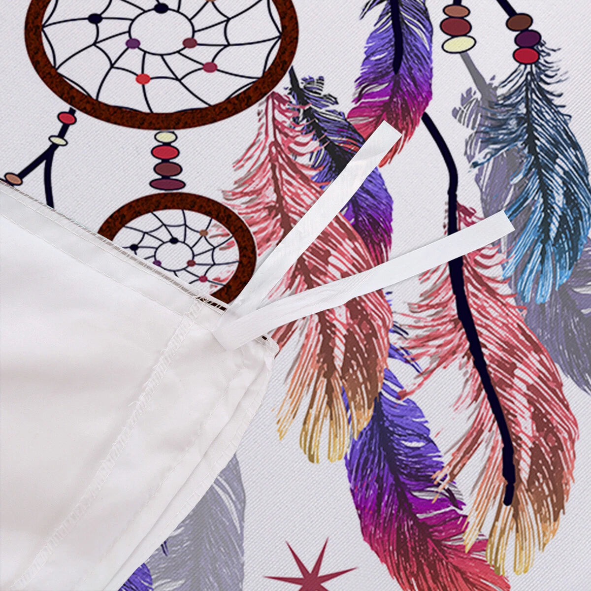 Dream catcher Printed Duvet Cover Set with Matching Pillowcases - white-
