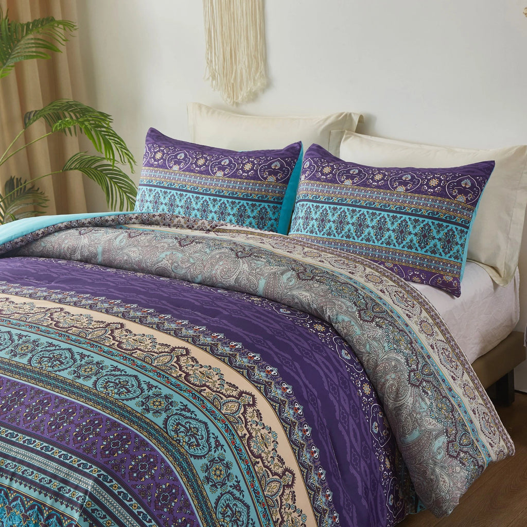 Boho Glow Teal Bedding - 3-Piece Comforter Set for Relaxed Spaces