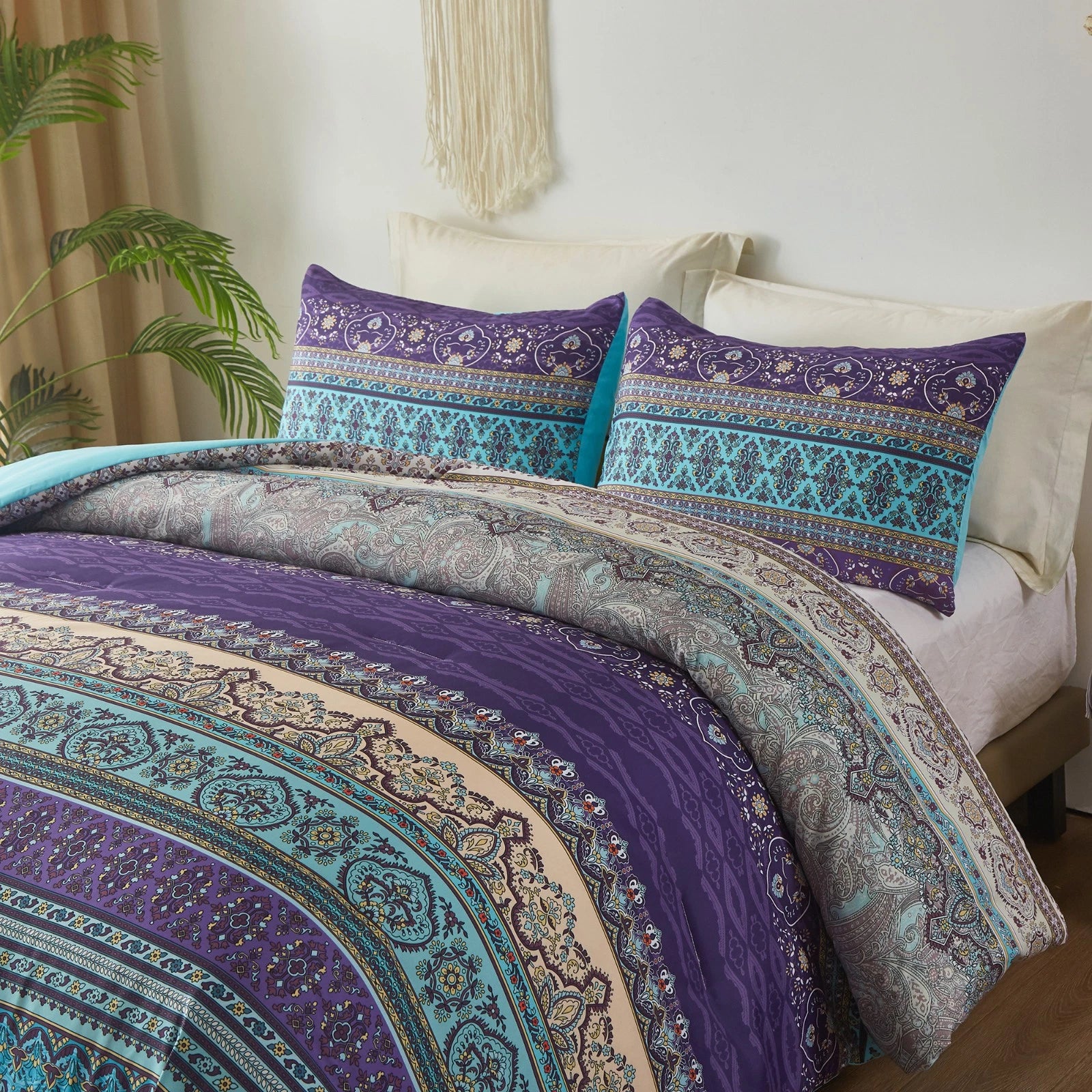 Boho Glow Teal Bedding - 3-Piece Comforter Set for Relaxed Spaces
