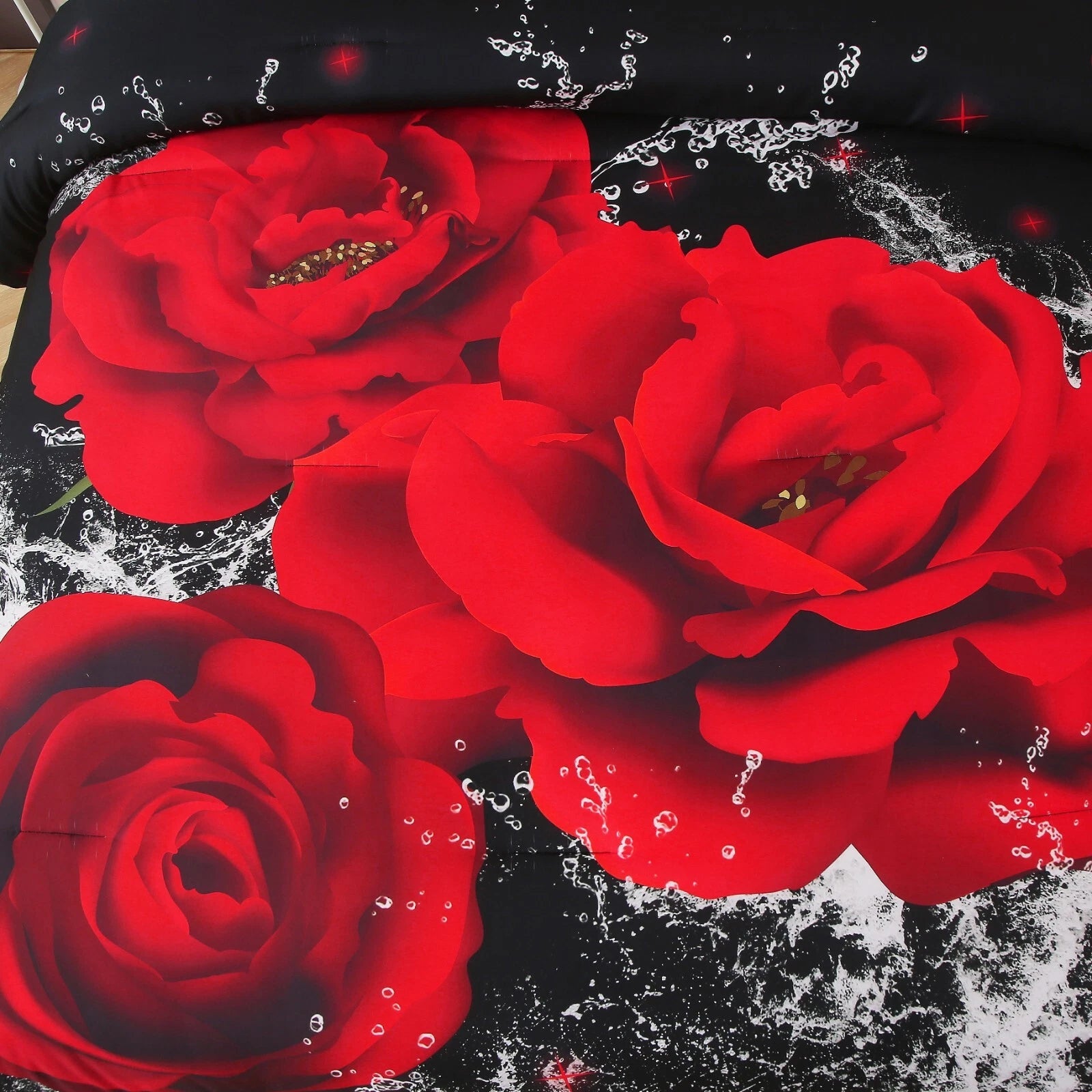 Chill Haven Red Rose 3-Piece Comforter Bundle - Relax & Recharge Style