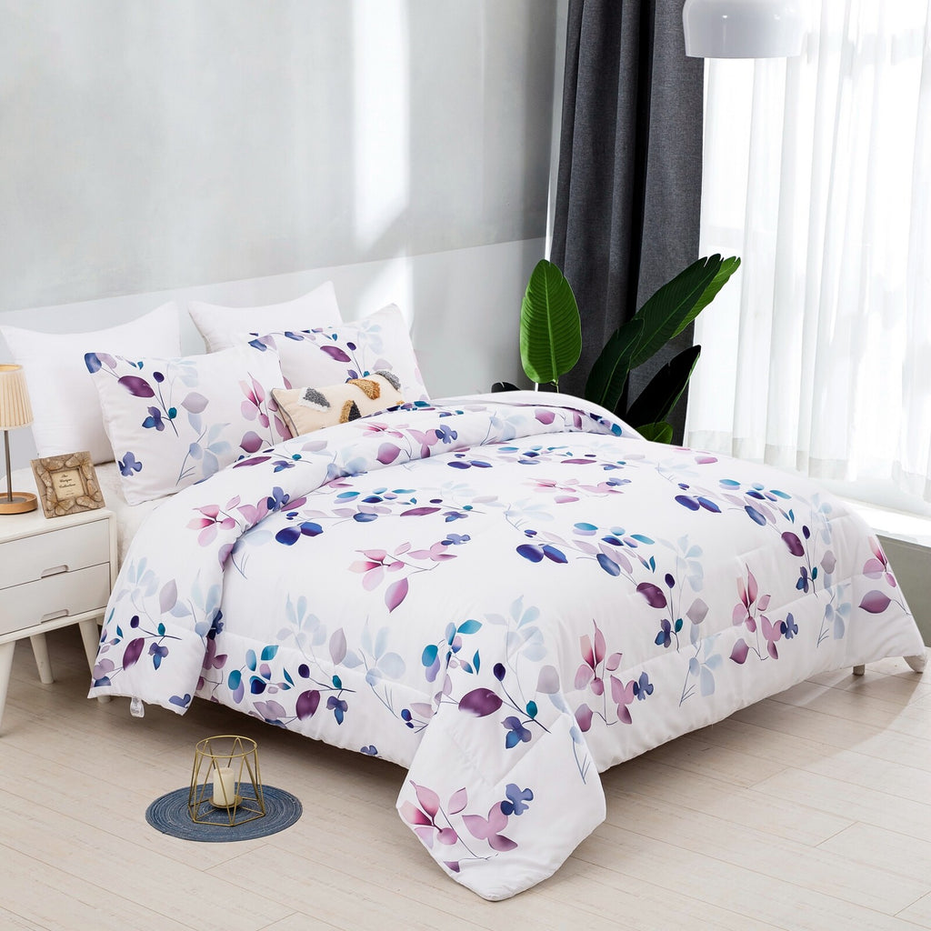 Elegant Floral Cozy Soft 3 Pc Comforter & Pillow Cover Set