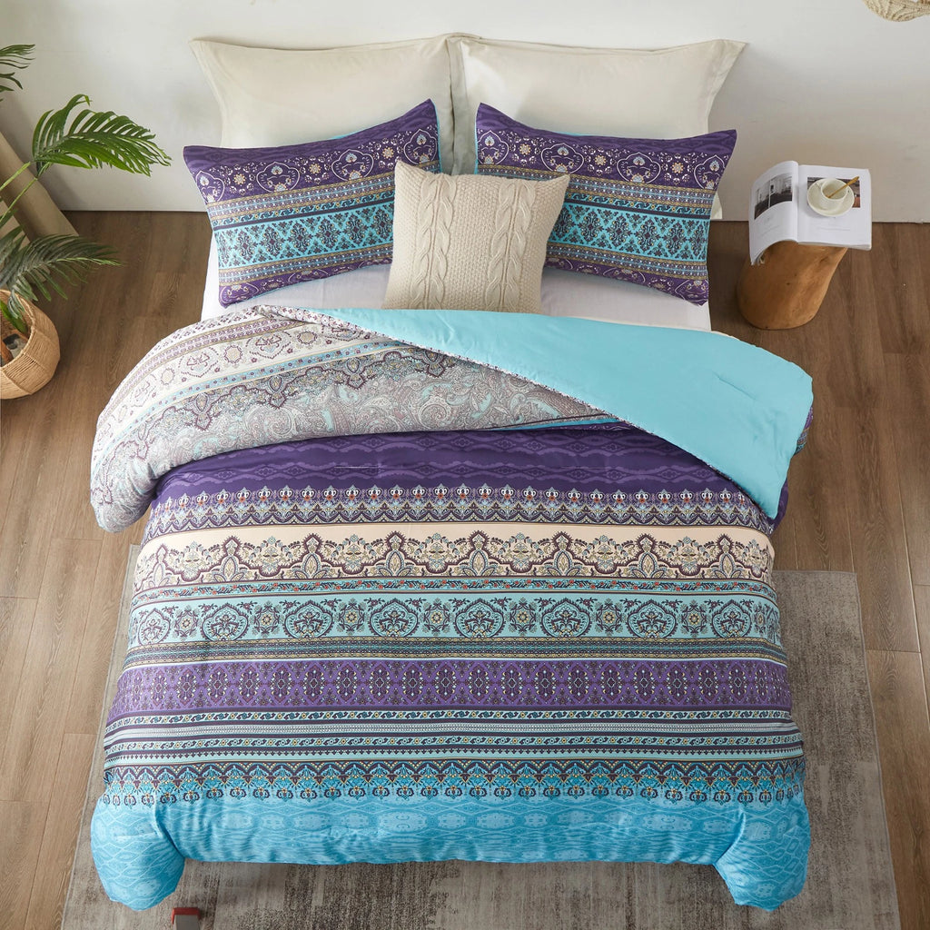 Boho Glow Teal Bedding - 3-Piece Comforter Set for Relaxed Spaces