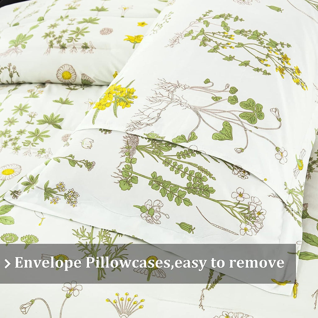Vintage Delicate green bloom 3 Pc Comforter & Pillow Cover Set
