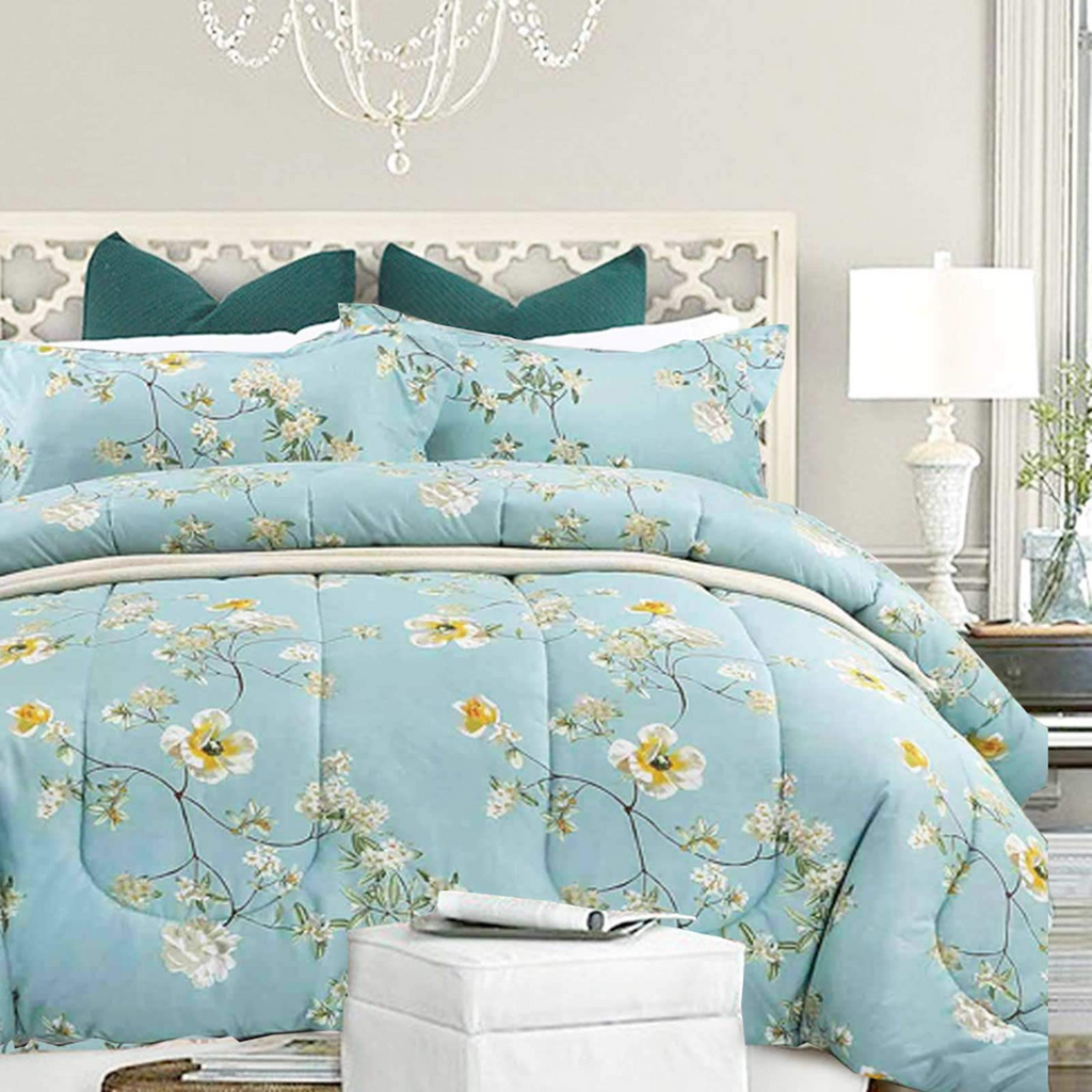 Floral Soft Comforter Set, /, Quilted Bedding for All Seasons