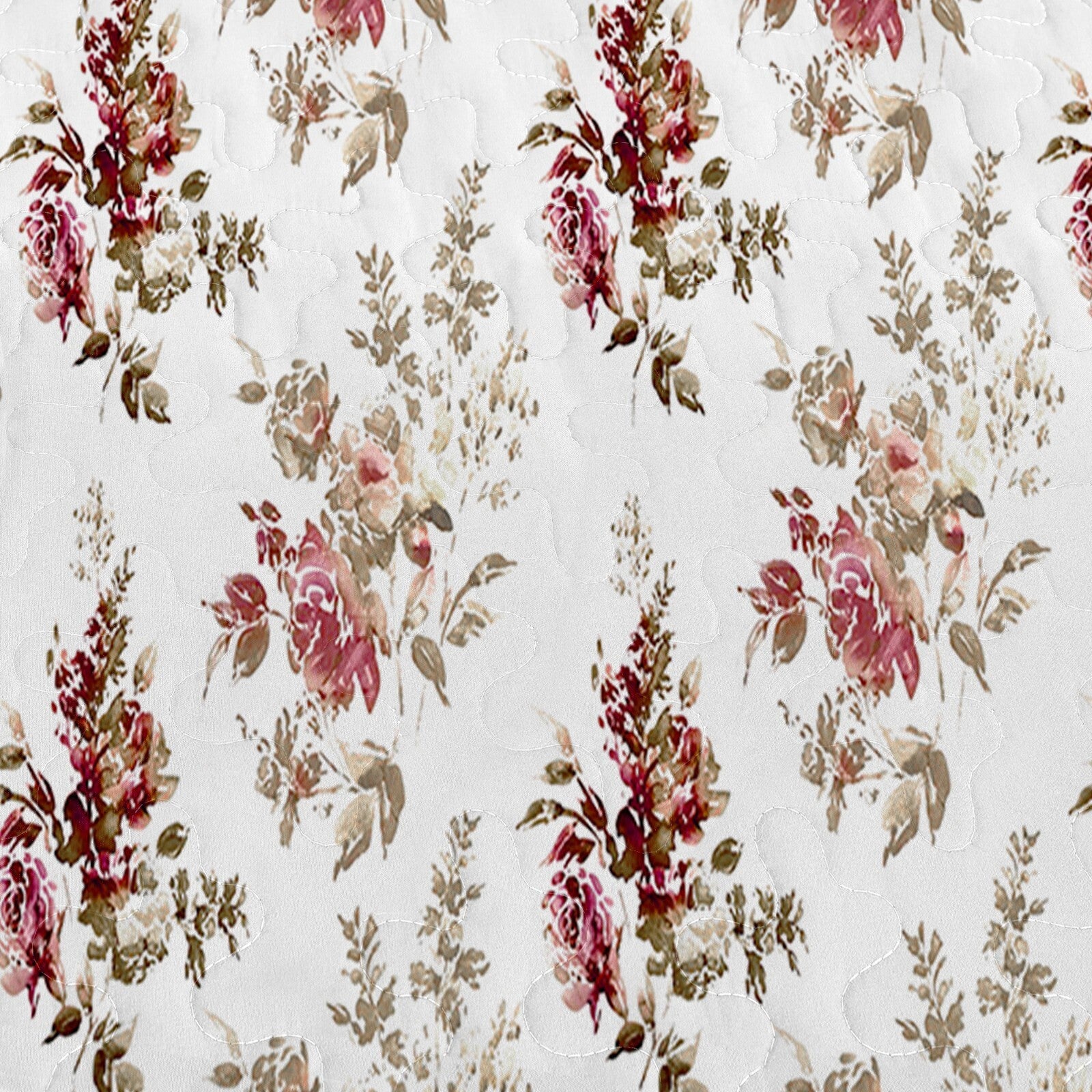 Crimson Dahlia Garden Plush 3 Pc Bedspread & Pillow Cover Set