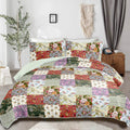 Classic patchwork Quilted multicolour 3 Pc Bedspread & Pillow Cover Set