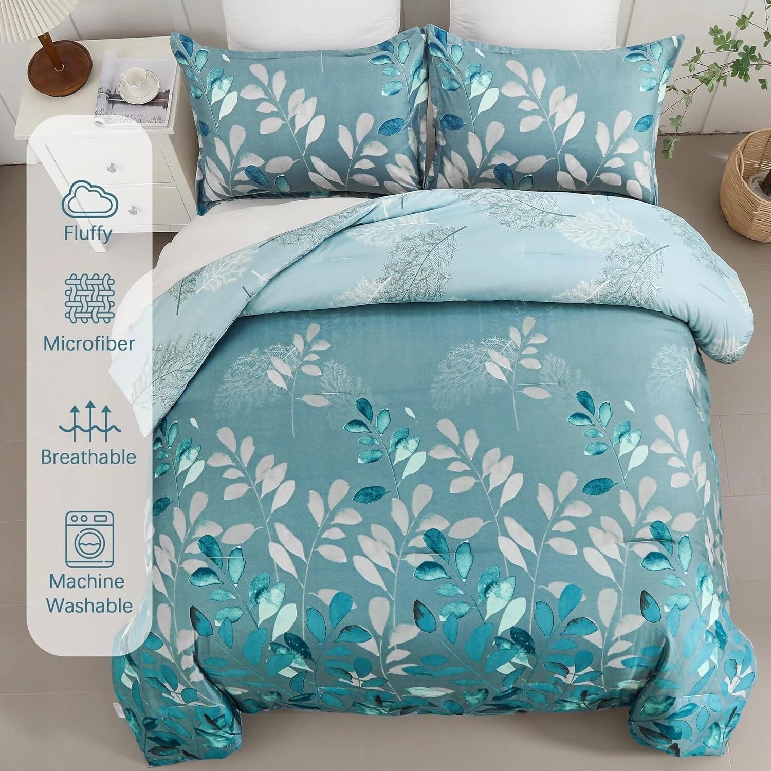 GlowUp Bedroom Teal Comforter - 3-Piece Insta-Aesthetic Set