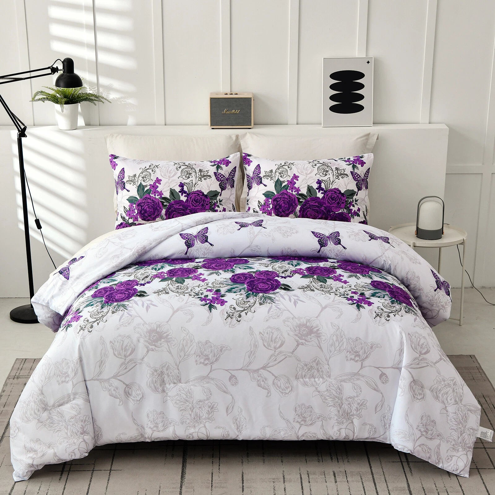 Luxe Loft Purple rose Quilted Comforter & Shams - Trending 3-Piece Set