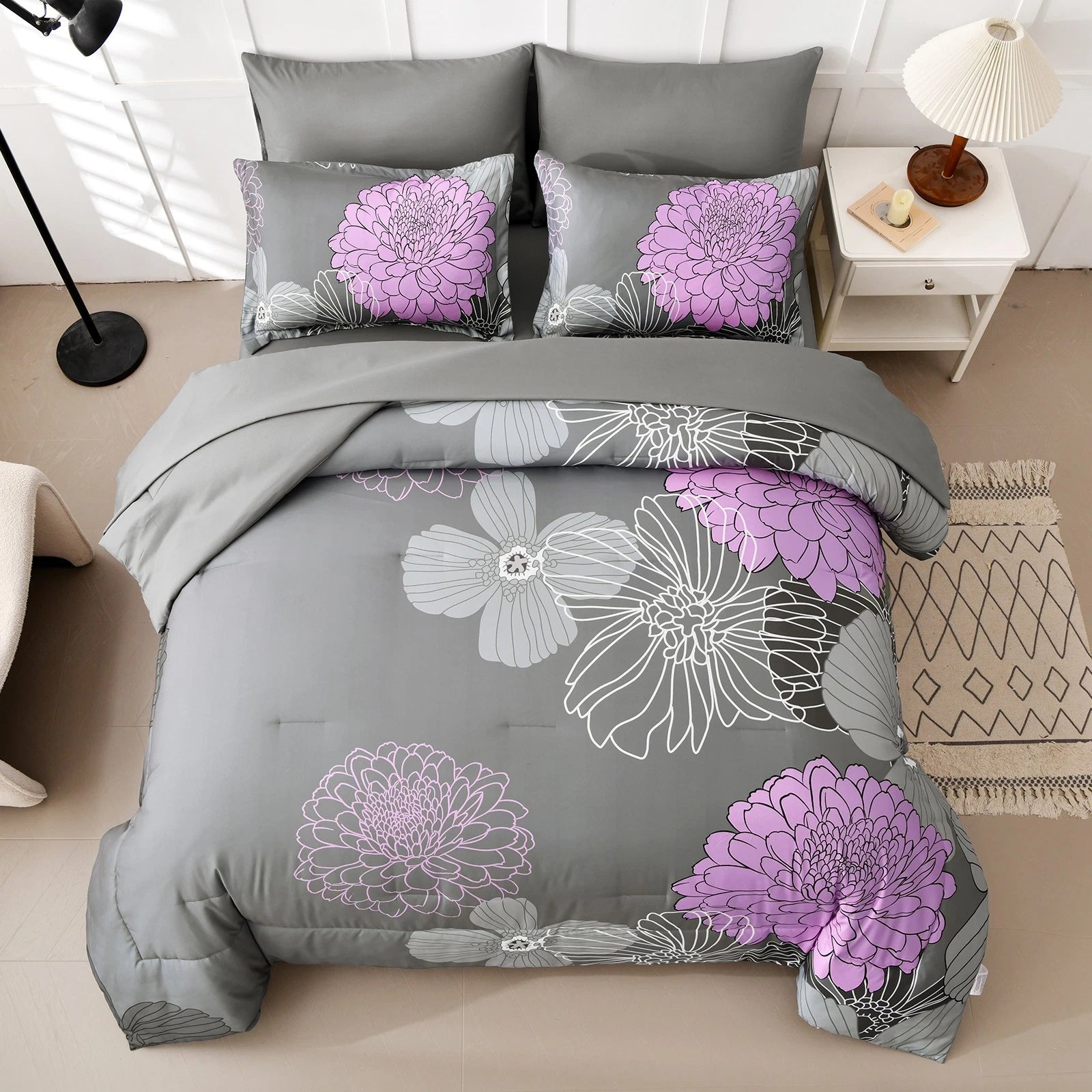 Cloud Nine grey purple Bedding - 3-Piece Comforter Set for Everyday Chill
