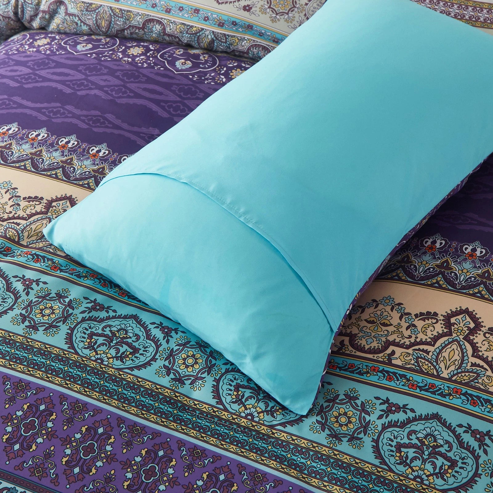 Boho Glow Teal Bedding - 3-Piece Comforter Set for Relaxed Spaces