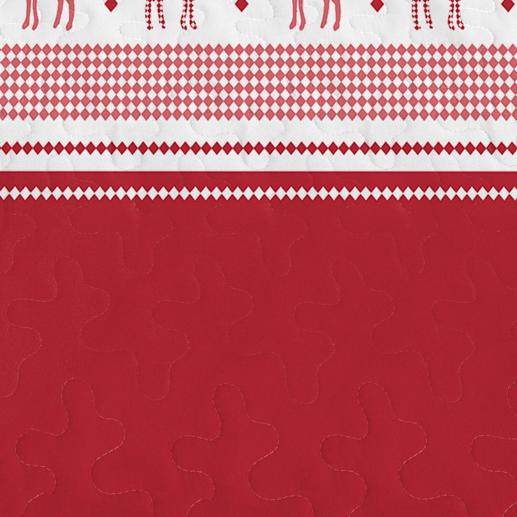 Joyful Red & white Reindeer Christmas Bedspread Set