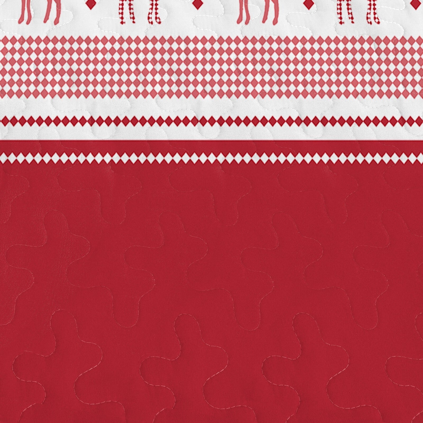Joyful Red & white Reindeer Christmas Bedspread Set