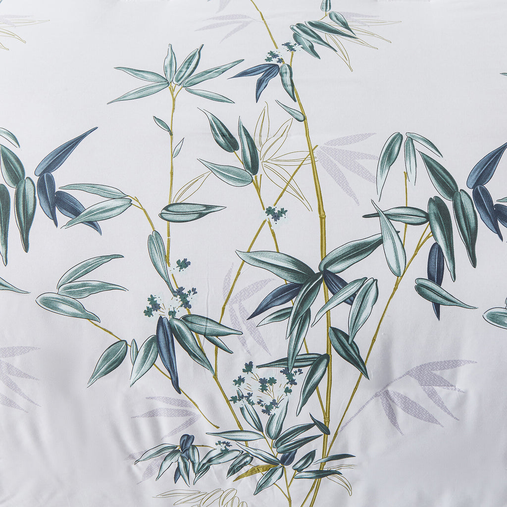 Floral Leaves Comforter Set, Quilted Bedding with Pillowcases