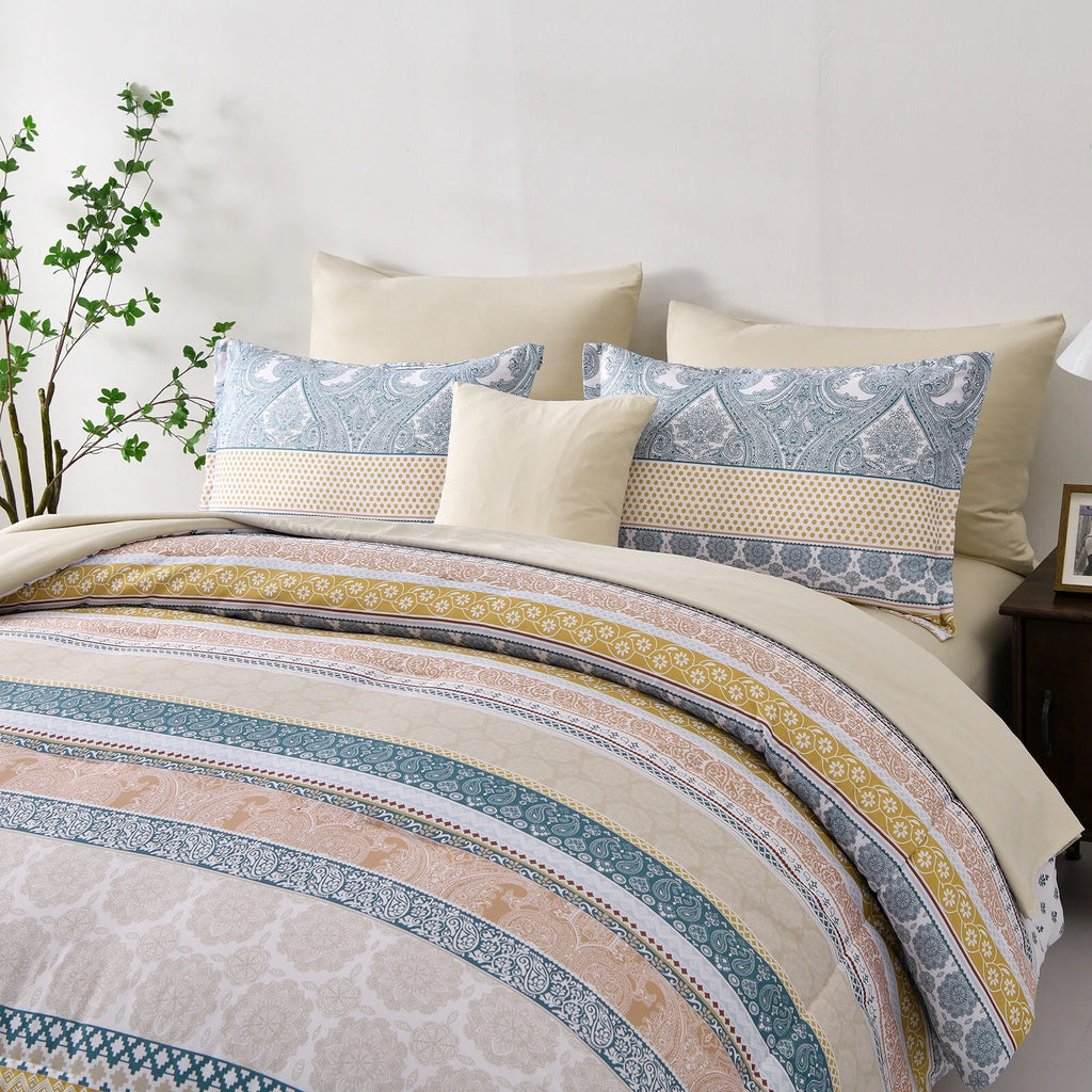 Luxe Loft Boho Quilted Comforter & Shams - Trending 3-Piece Set