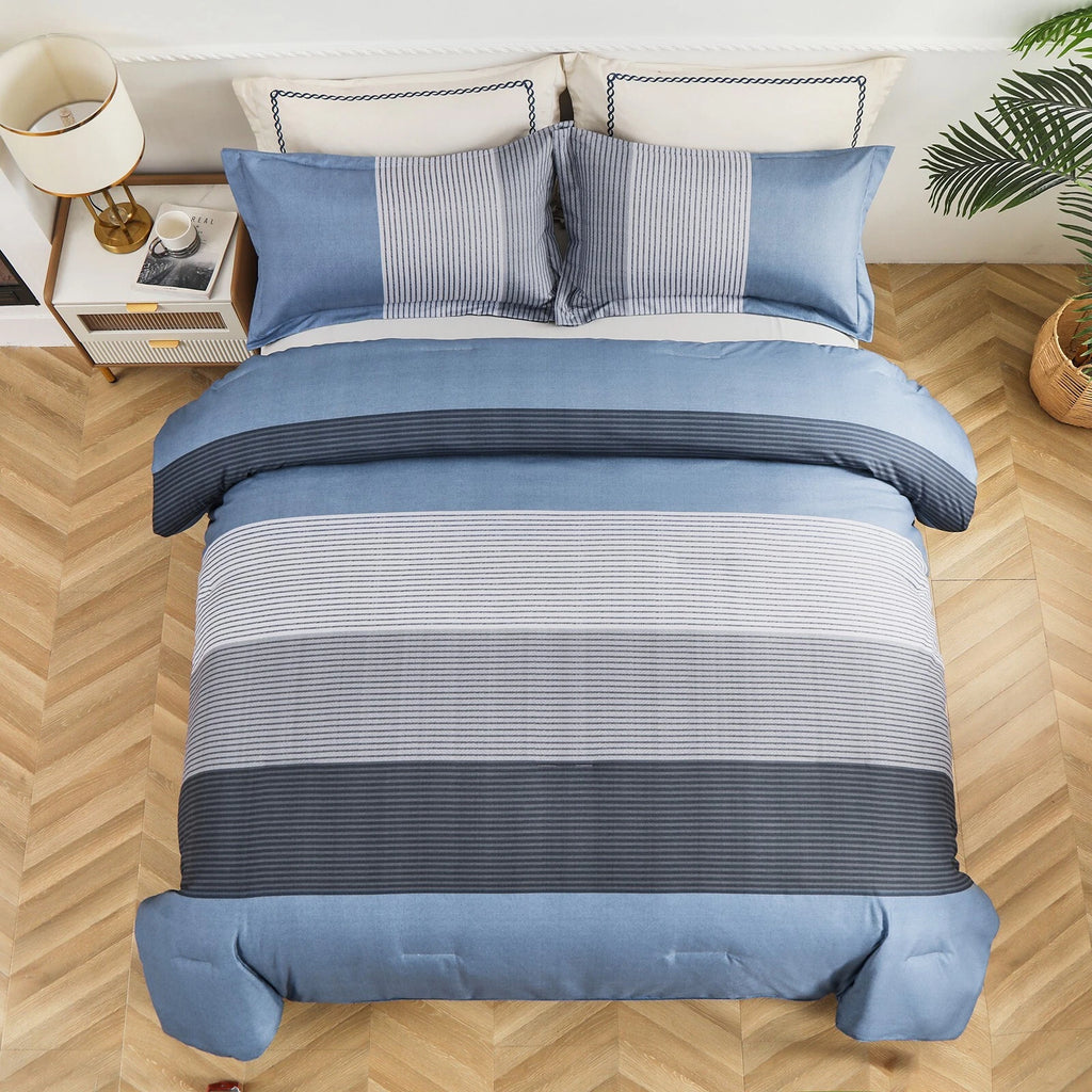 Coastal Drift striped Comforter Bundle - Breezy 3-Piece Bedding