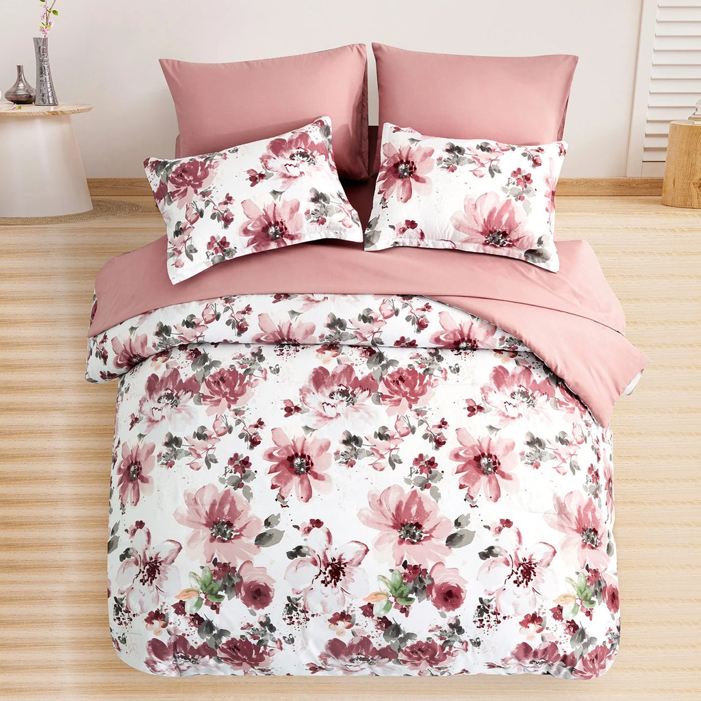Pure Haven Pink floral 3-Piece Comforter Set - Clean & Calm Vibe