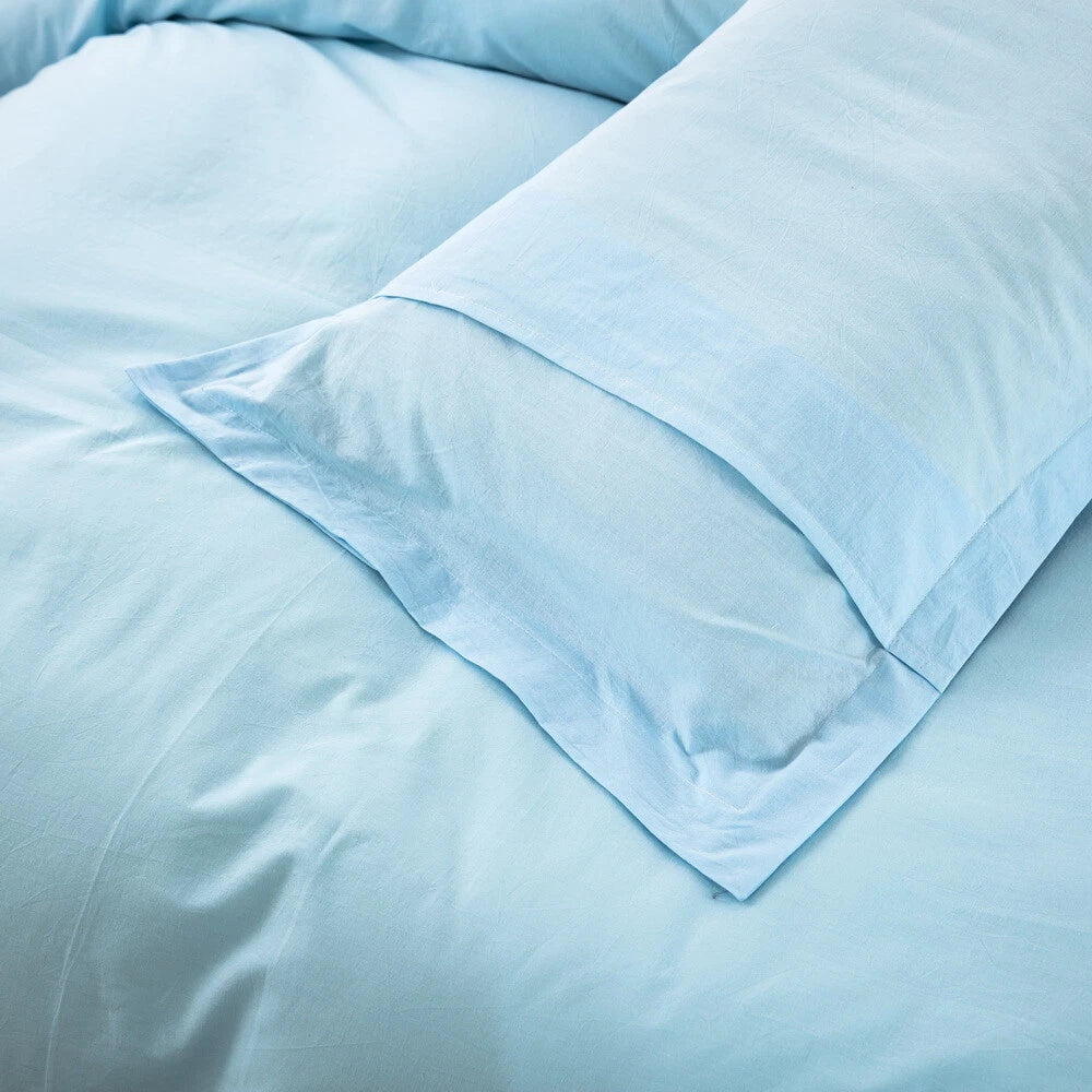 100% cotton Premium Doona Duvet Quilt Cover Set with Soft Pillowcases - Aqua-