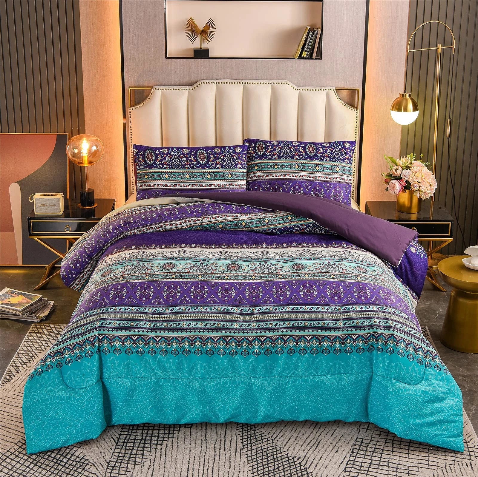 Boho Glow Teal Bedding - 3-Piece Comforter Set for Relaxed Spaces