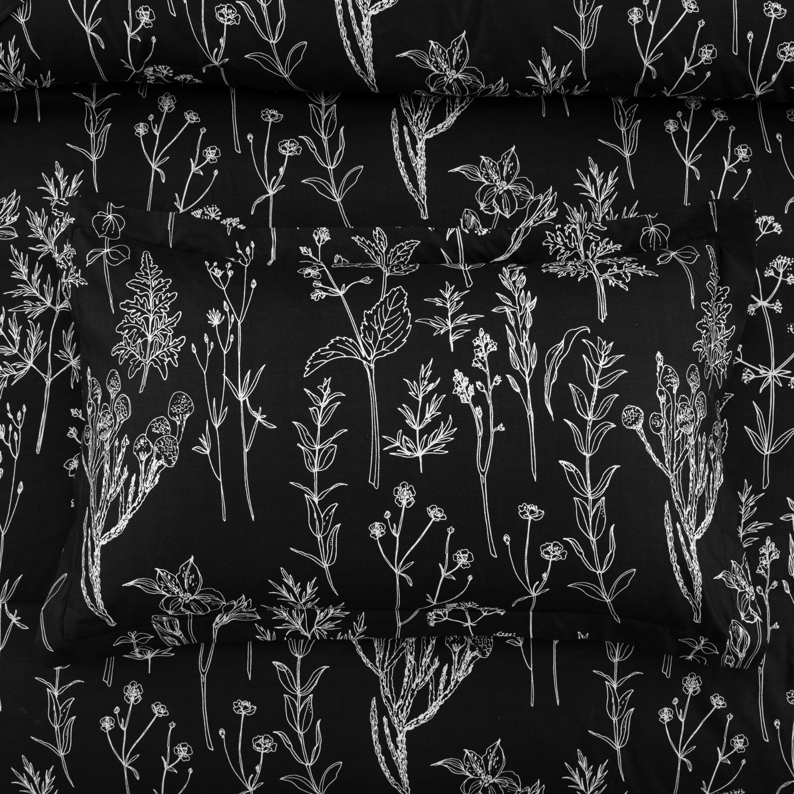 Floral Leaves Comforter Set, Microfiber Quilted Bedding with Pillowcase