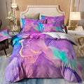 Marble Comforter Set, Warm Quilted Microfiber Bedding