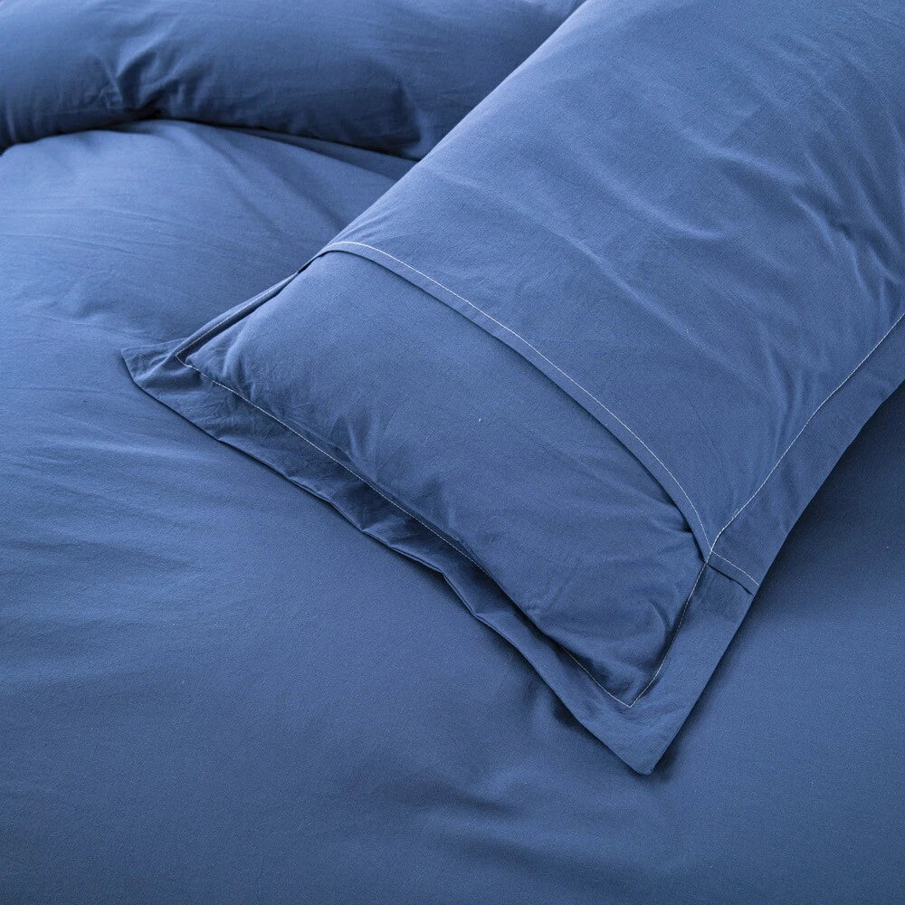 100% cotton Premium Doona Duvet Quilt Cover Set with Soft Pillowcases - Blue-