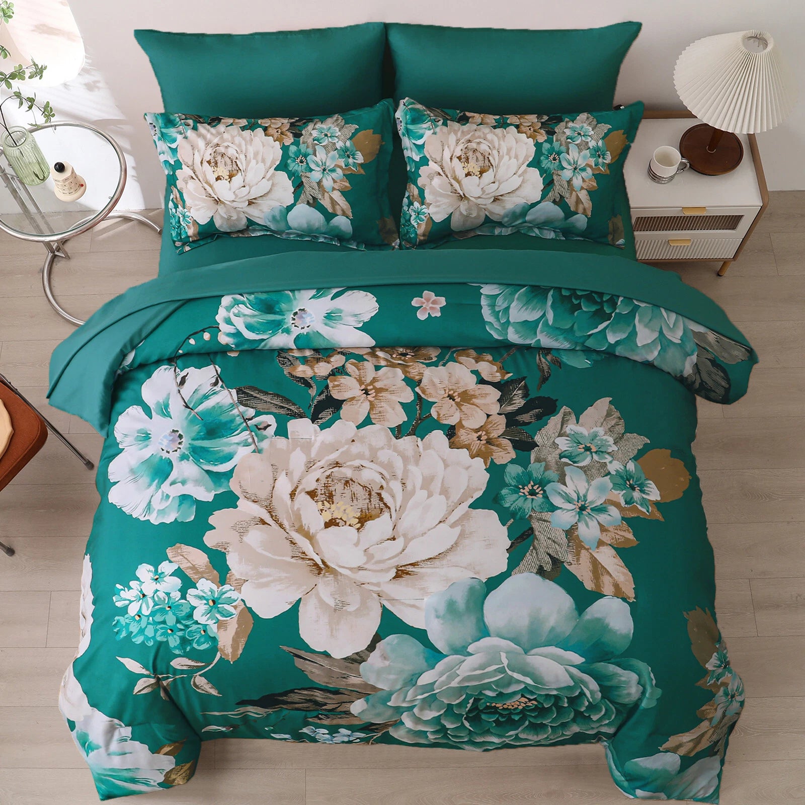 Pure Haven green floral 3-Piece Comforter Set