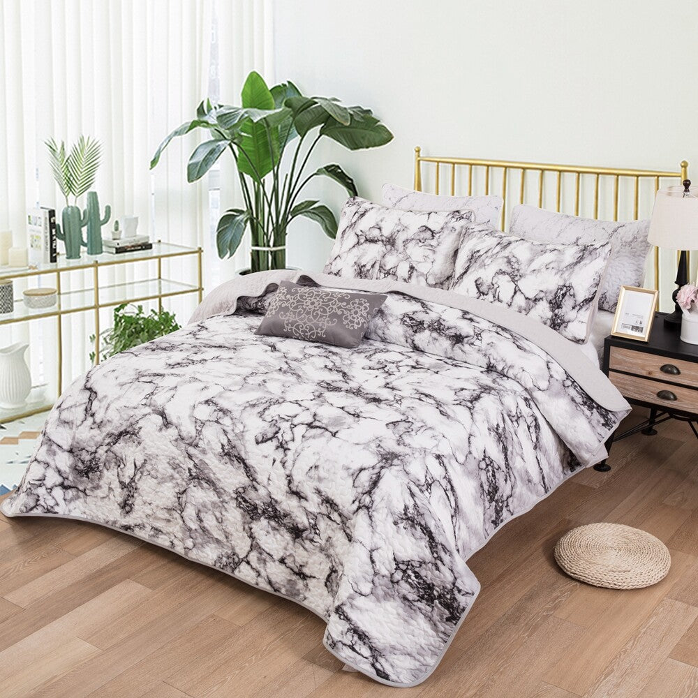Marble Whisper Lightweight 3 Pc Bedspread & Pillow Cover Set