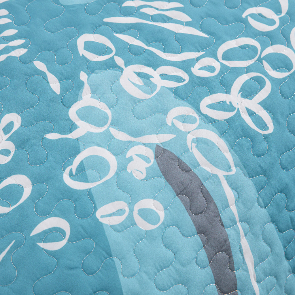 Vintage Delicate Teal floaral Pattern 3 Pc Bedspread & Pillow Cover Set