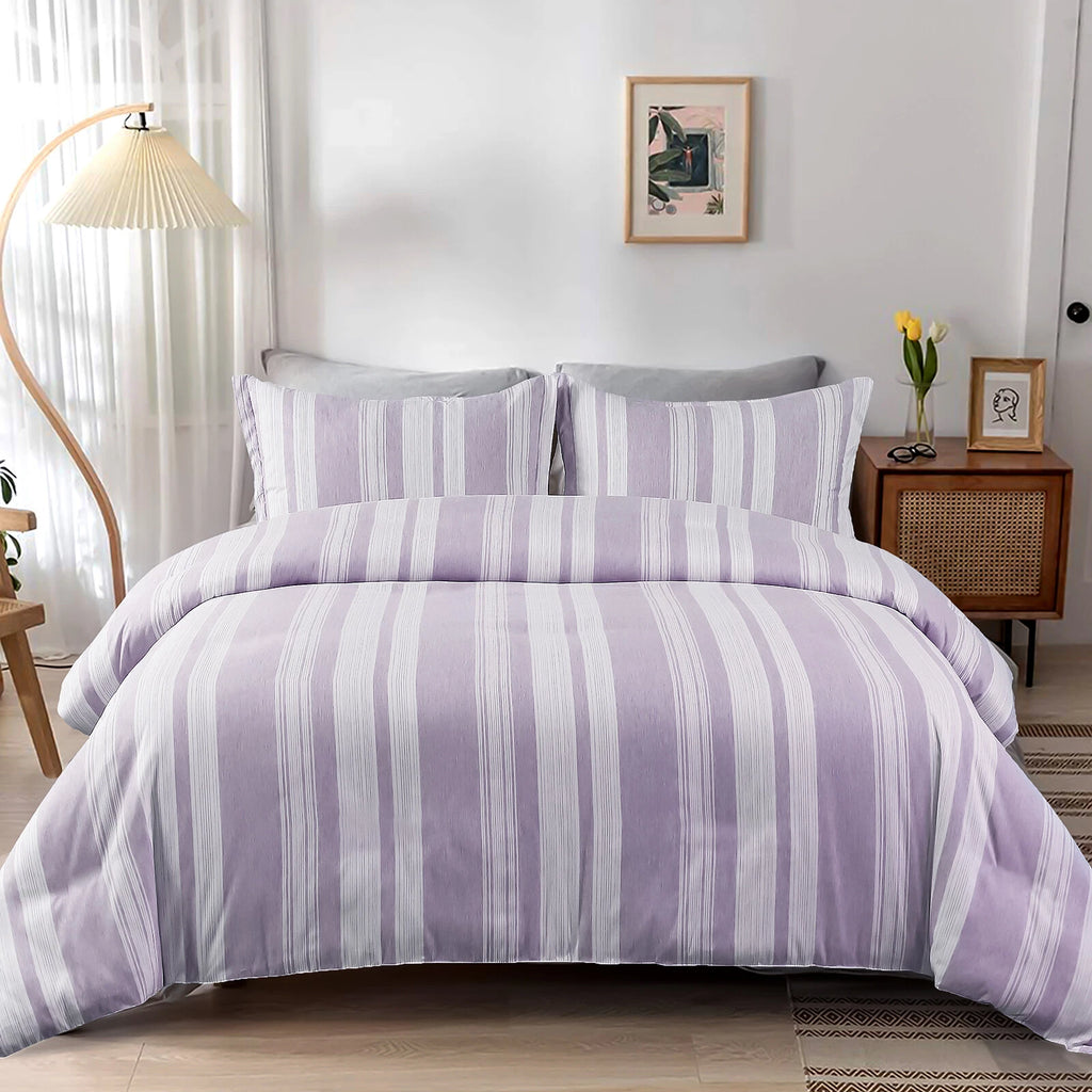 Midnight Calm stripes purple 3-Piece Bedding - Cozy comforter Style