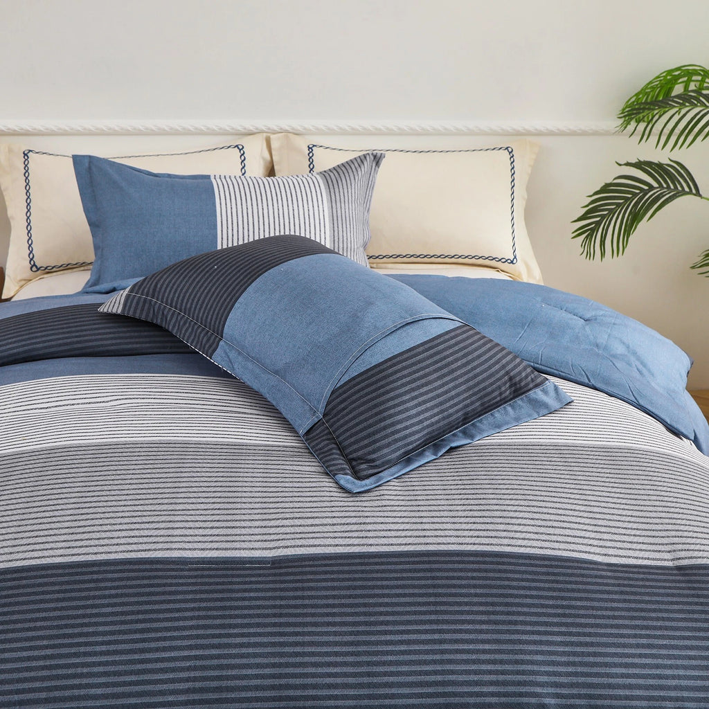 Coastal Drift striped Comforter Bundle - Breezy 3-Piece Bedding