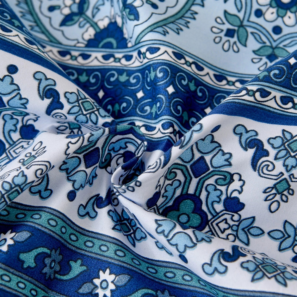 Boho Vibes blue Bedding Set - 3-Piece Comforter & Pillow Covers