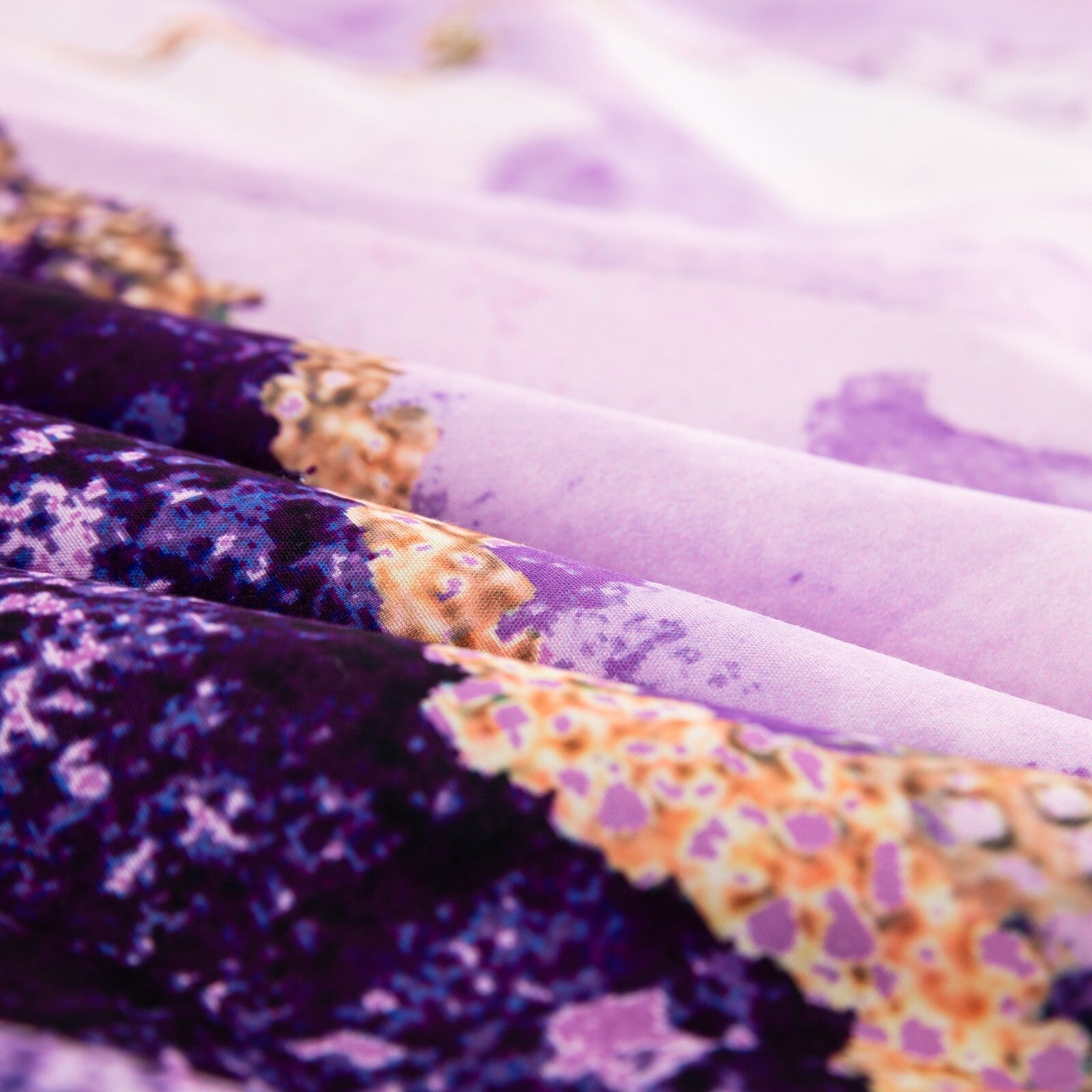 Purple Marble Comforter Set, /, Retro Watercolor 3-Piece Bedding Collection