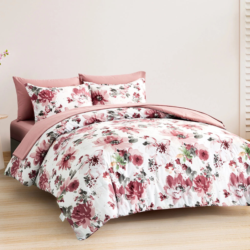 Pure Haven Pink floral 3-Piece Comforter Set - Clean & Calm Vibe